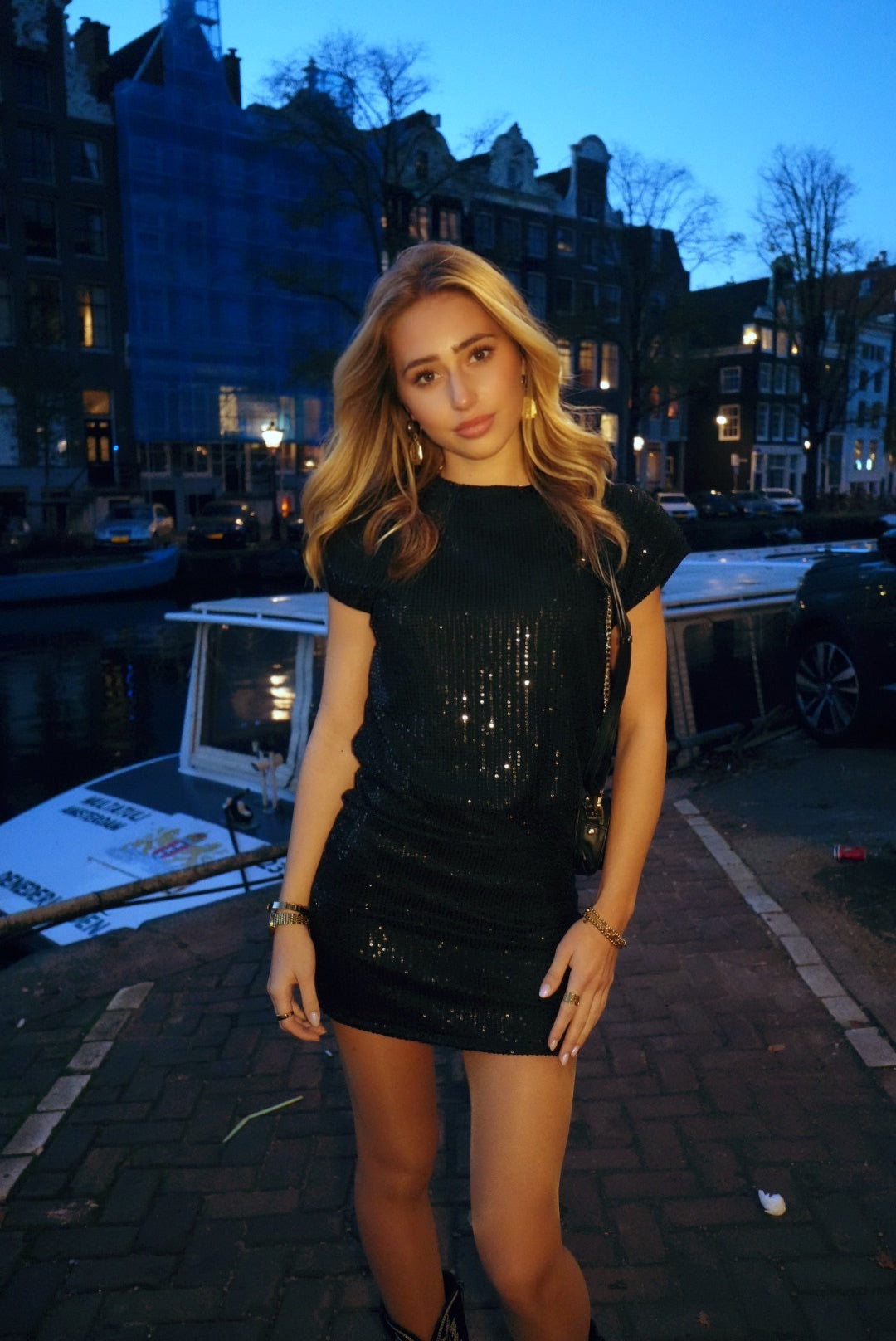 Little black glitter dress