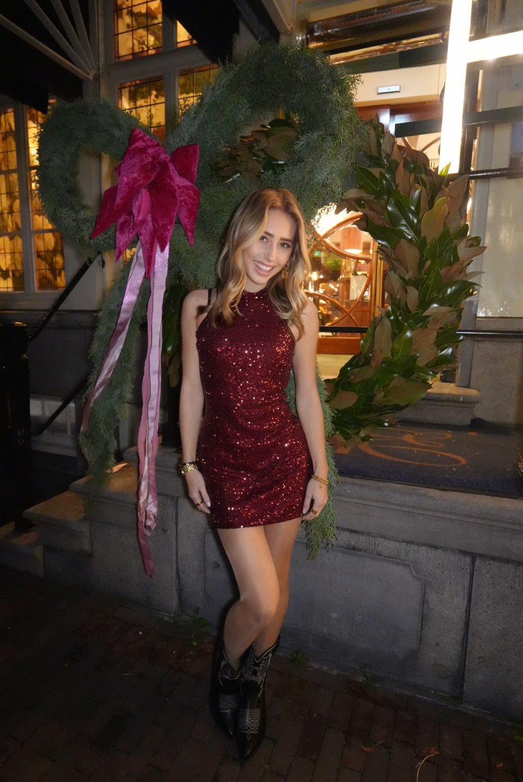 Little red glitter dress