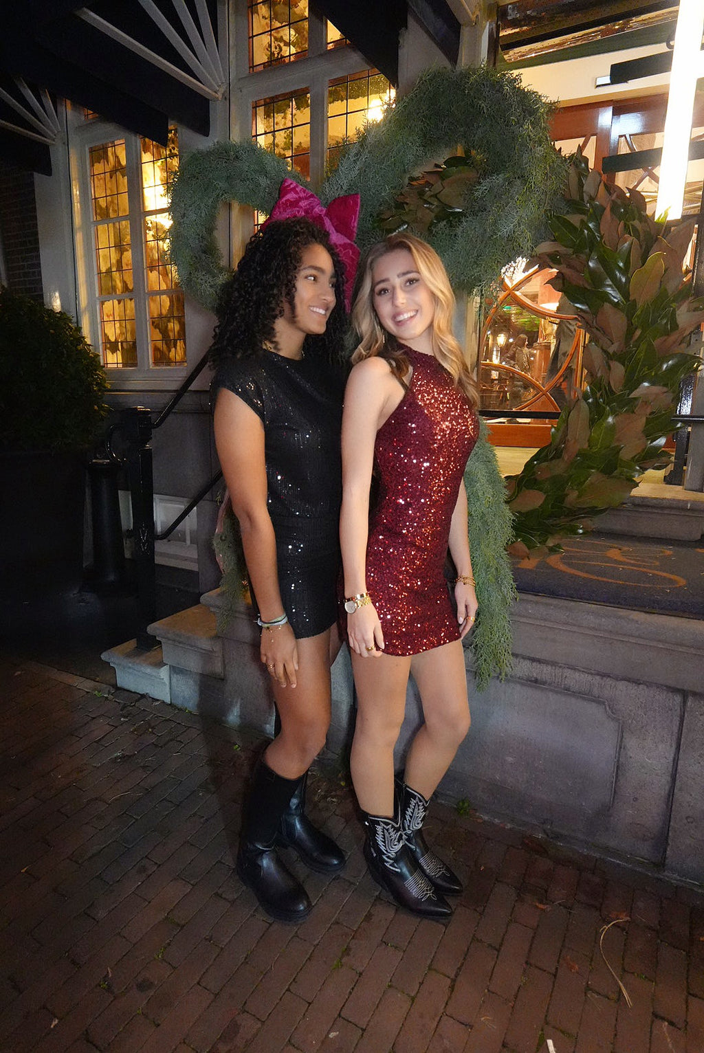 Little red glitter dress